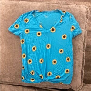 No Boundaries Blue Tie Front Short Sleeve T-Shirt